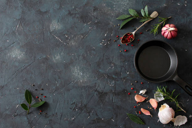 istock Ingredient for cooking on dark background. Food background. 1205382924