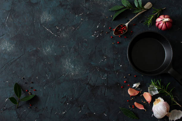 istock Ingredient for cooking on dark background. Food background. 1205382958