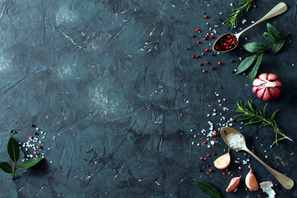 istock Ingredient for cooking on dark background. Food background. 1205382991