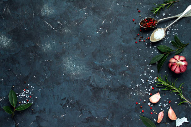 istock Ingredient for cooking on dark background. Food background. 1205383042