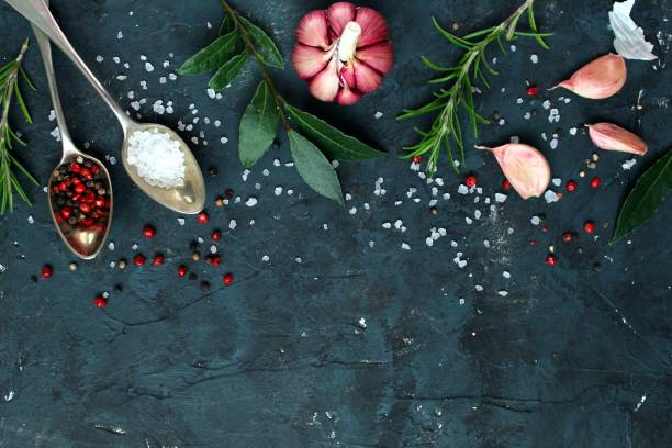 istock Ingredient for cooking on dark background. Food background. 1205383050
