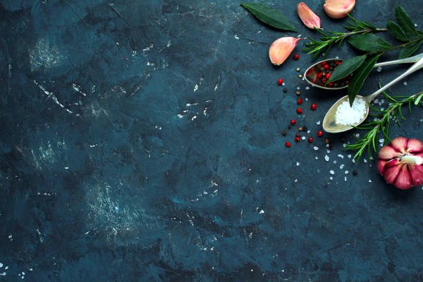 istock Ingredient for cooking on dark background. Food background. 1205383116