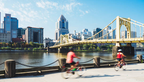 istock People on bicycles in Pittsburgh, PA 1205384132
