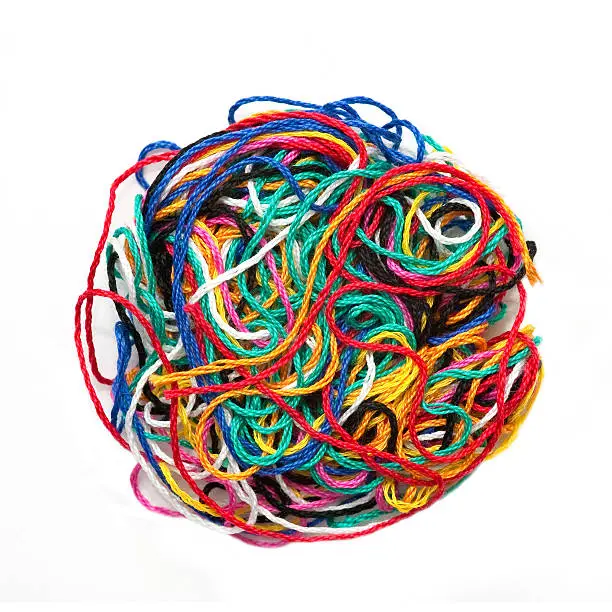 Photo of Circle of different colors of tangled thread