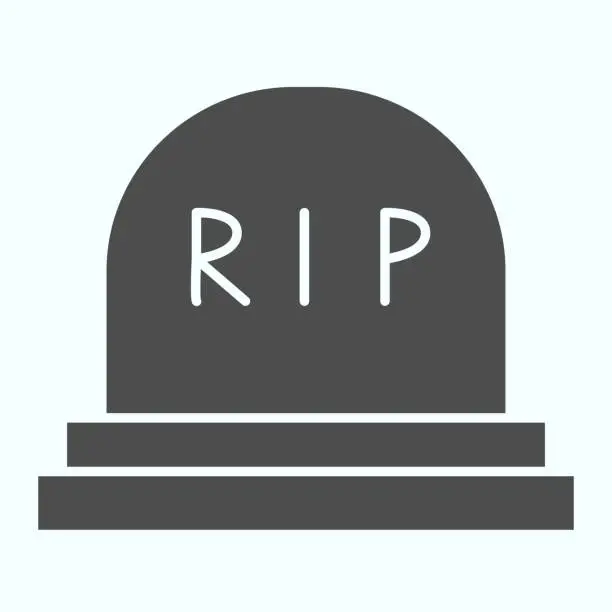 Vector illustration of Grave solid icon. After human death gravestone with RIP sign. Halloween vector design concept, glyph style pictogram on white background, use for web and app. Eps 10.