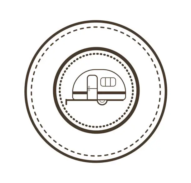 Vector illustration of Camper Trailer Line Art Badge