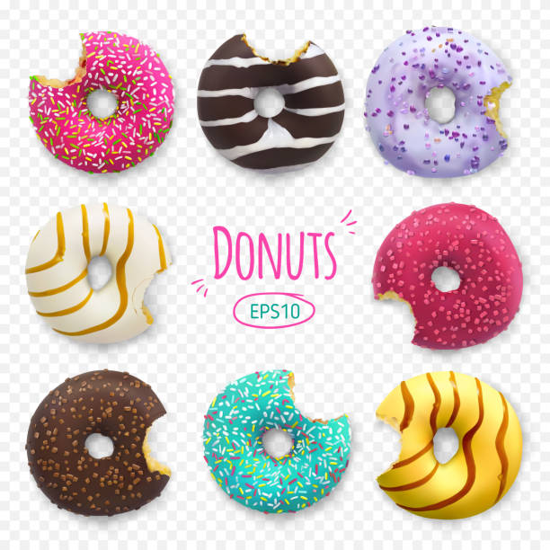 istock Bitten donuts vector illustration bakery sweet pastry food desse 1205392170