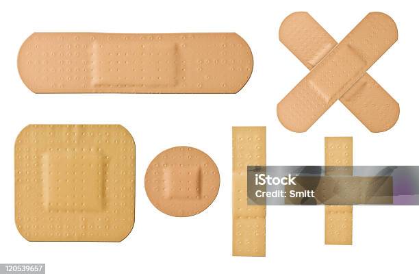 Various Sizes And Shapes Of Bandages Used For First Aid Stock Photo - Download Image Now
