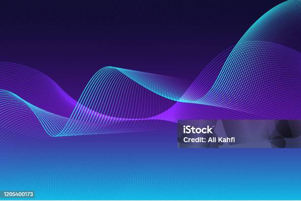 Abstract Waving Line Particle Technology Background Stock Illustration - Download Image Now