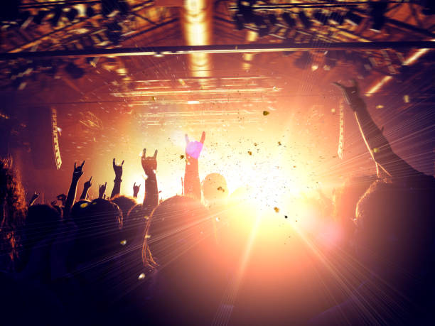 istock Concert stage, people are visible waving and clapping, silhouettes are visible 1205402729