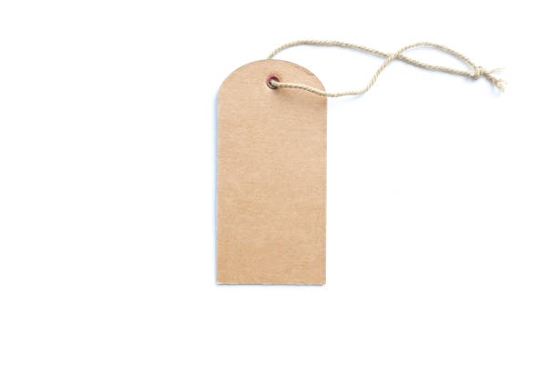 istock brown price tag or label with thread isolated white background. 1205407820