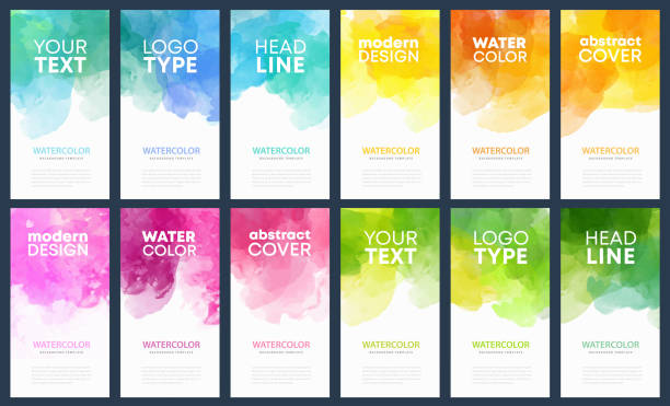 Bundle set of vector colorful watercolor background templates stock illustration vector art illustration