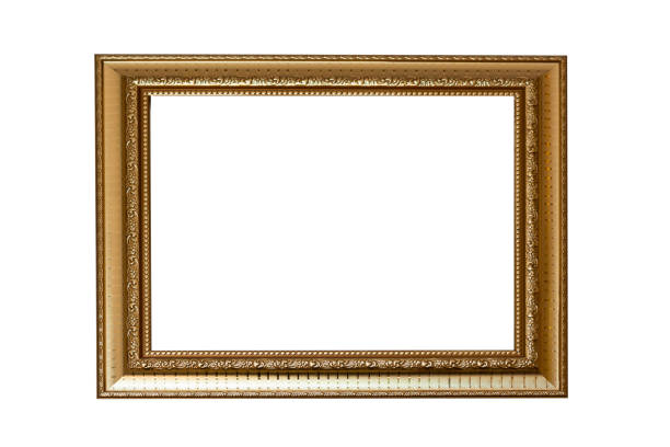 istock Golden picture frame Isolated on white background. 1205410226