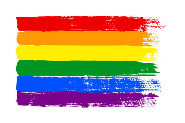 grunge lgbt stolz flagge. abstrakte regenbogen flagge textur von hand mit einer tinte gezeichnet. vektor mehrfarbiger hintergrund - pride stock-grafiken, -clipart, -cartoons und -symbole