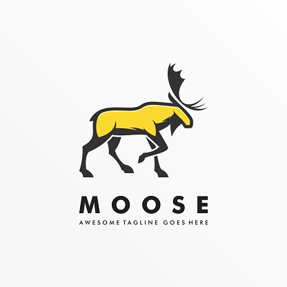 Vector Illustration Moose Deer Walking Gradient Colorful.