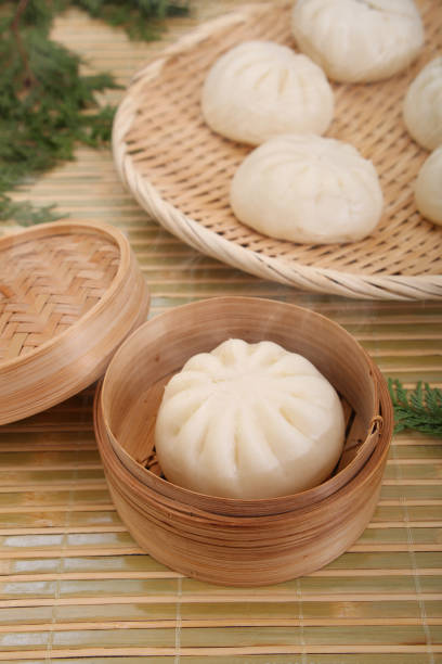 istock Steamed bun with minced pork filling 1205413967