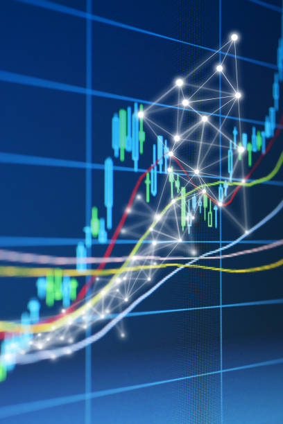 istock Upward Arrow Network Graphic on Digital Stock Market Chart 1205422868