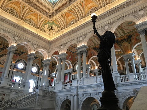 Bronze newel post in the Great Hall of the Library of Congress