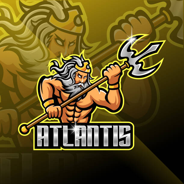 Poseidon mascot logo design with trident weapon Illustration of Poseidon mascot logo design with trident weapon triton greek god stock illustrations