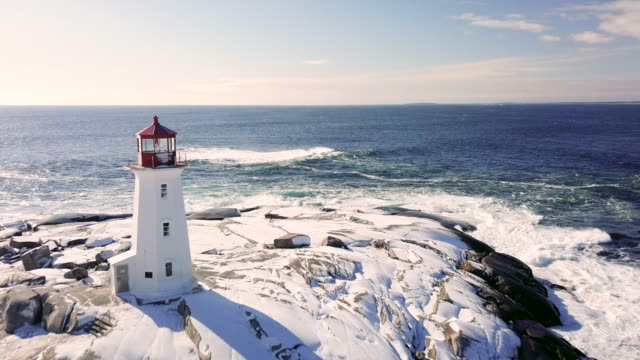 Aerial Drone View - Peggy's Cove Lighthouse