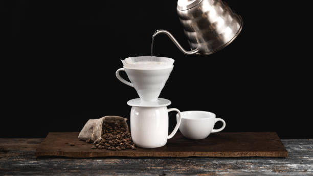 istock Drip coffee - Black coffee poured into a glass in the morning 1205439271