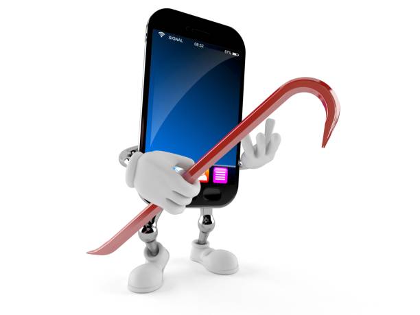 istock Smart phone character holding crowbar 1205440977