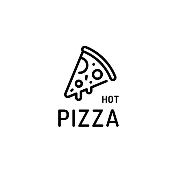 illustrazioni stock, clip art, cartoni animati e icone di tendenza di logo del cibo hot pizza slice - cheesy grin illustrations