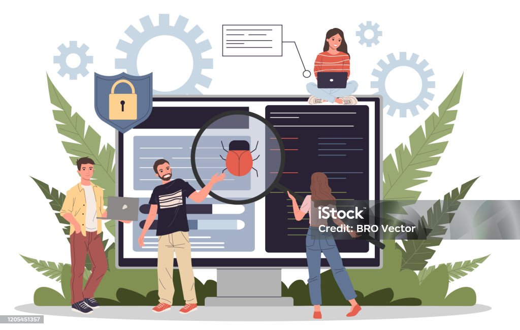 Debugging Process Flat Vector Illustration Stock Illustration ...