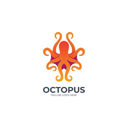 Vector Illustration Octopus Gradient Colorful.