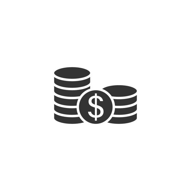 ilustrações de stock, clip art, desenhos animados e ícones de coins stack icon in flat style. dollar coin vector illustration on white isolated background. money stacked business concept. - 24417