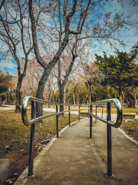 istock Railing of rehabilitation in the park. 1205453899