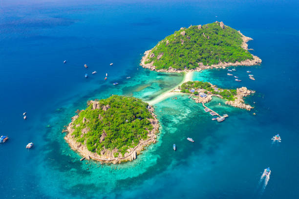 istock Koh Nang Yuan aerial view, Thailand 1205454122