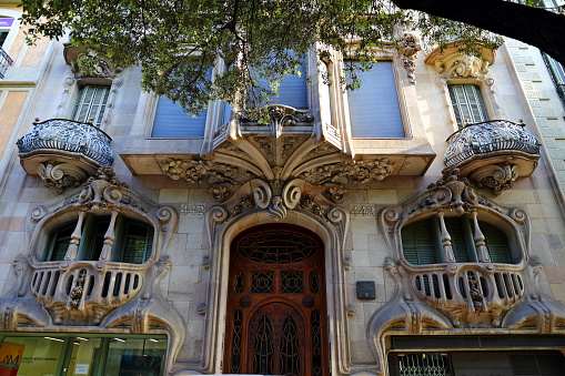 Facade of the modernist house ,Casa Comalat by Spanish architect Valeri i Pupurull