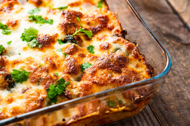 istock Pasta casserole with barbecue chicken breast, cheese and vegetables 1205454332