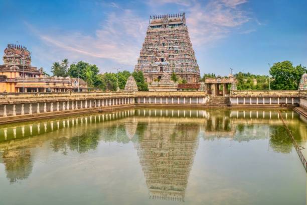 Beautiful, majestic Nataraja Temple in Chidambaram, Tamil Nadu, India. stock photo