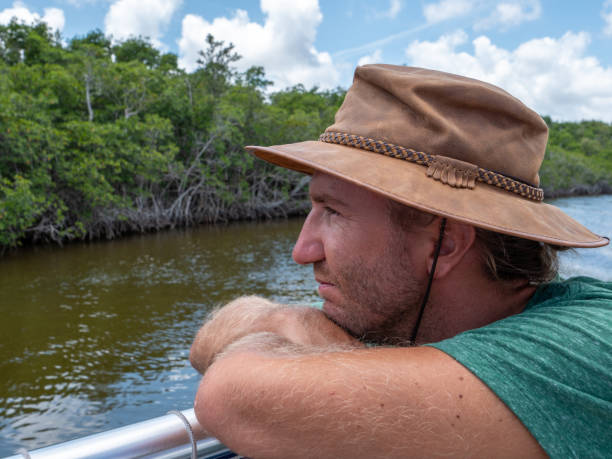 istock Tourist on boat exploring Everglades rivers, Florida 1205456892
