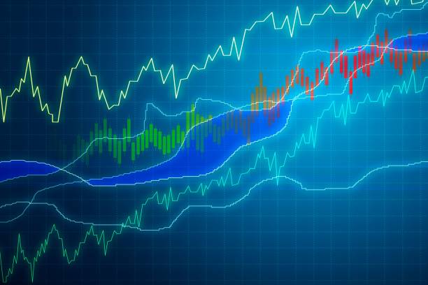 Abstract forex charts on a green background. 3D Rendering stock photo