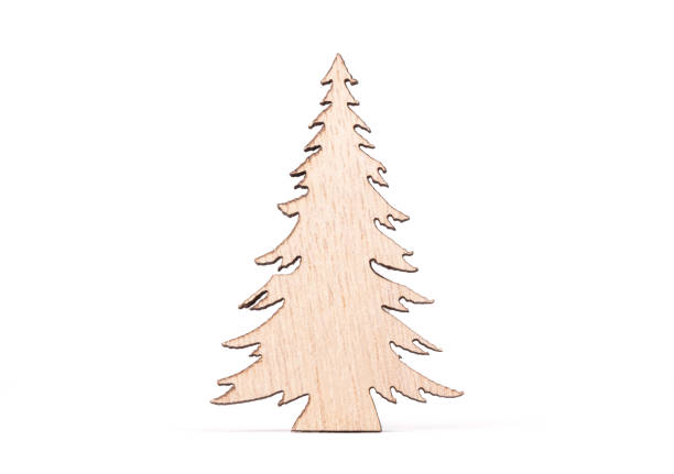 istock Christmas pine tree made of wood isolated on white background 1205461044