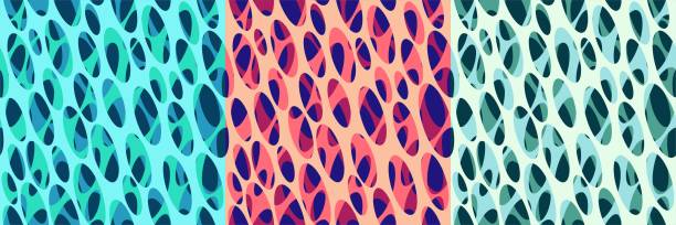 istock Set of abstract modern seamless graphic patterns. Biological macrostructure in trendy color palettes. Templates for wallpaper, printing products, interiors, web design. Vector 1205462520