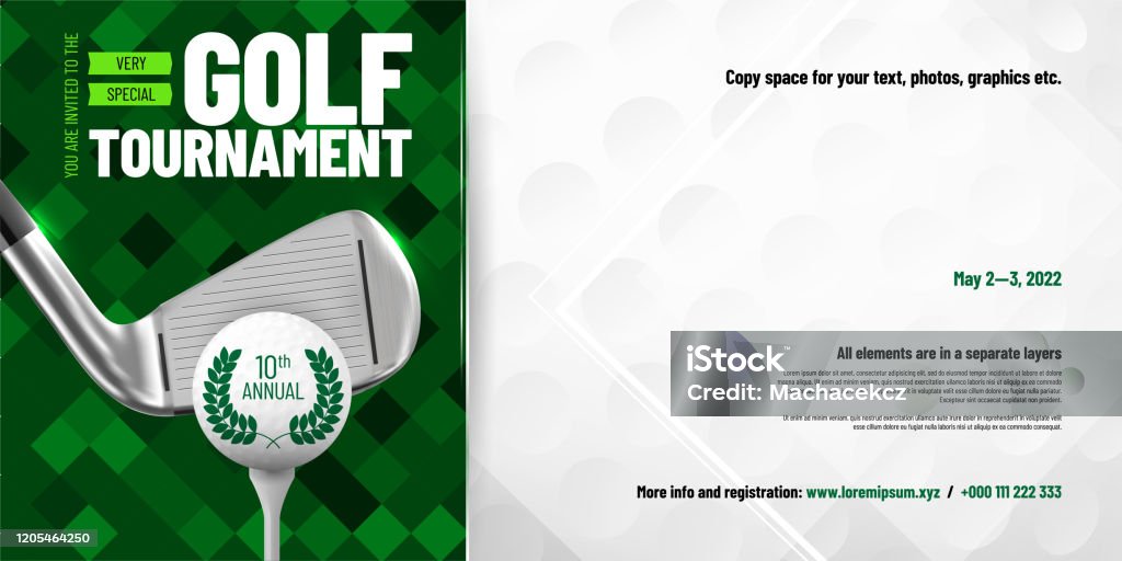 Template For Your Golf Tournament Invitation With Sample Text Stock Template For Your Golf Tournament Invitation With Sample Text Stock