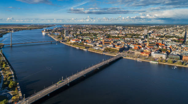 istock Panorama and aerial view of Riga city 1205466521