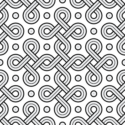Vector Illustration of a Viking Nordic Seamless Pattern - mystic, decorative interweaved Gold Engraved shapes. Lines, engraving and fill color neatly in separate well-defined Layers.