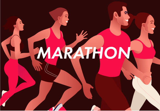 istock Running multinational people. Men and women jogging or running marathon outdoor. 1205466939