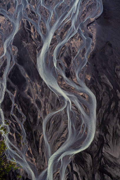istock Glacial rivers of Iceland, captured from a helicopter 1205470521