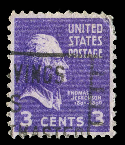usa stamp: shows third president of the united states of america thomas jefferson(1801-1809) - president postage stamp profile usa imagens e fotografias de stock