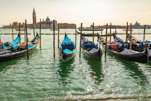 istock Gondolas Moored in the Venice Lagoon, Italy 1205471316