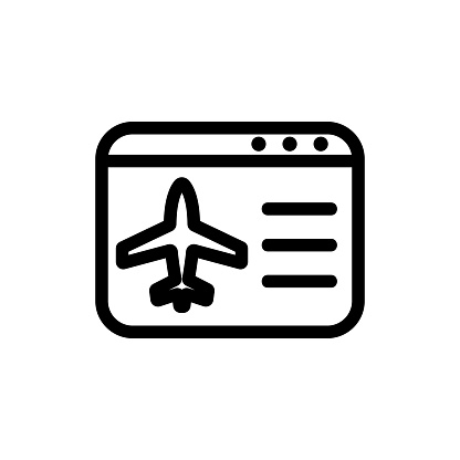 Plane icon vector airfares. Thin line sign. Isolated contour symbol illustration