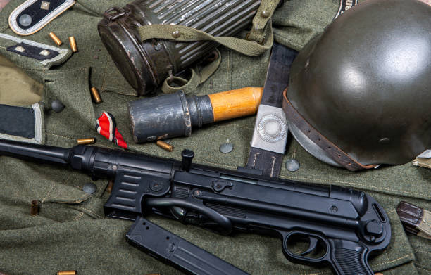 istock vintage background with german army field equipment. world war two 1205482099