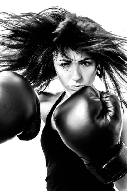 istock combat girl in black and white 1205486813