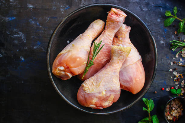 istock chicken legs shin (raw meat ) menu concept. background. top view. copy sapace 1205487891